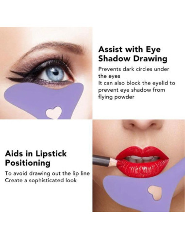 Sablon multifunctional 4in1 Eyeliner din silicon pentru machiaj, Mov