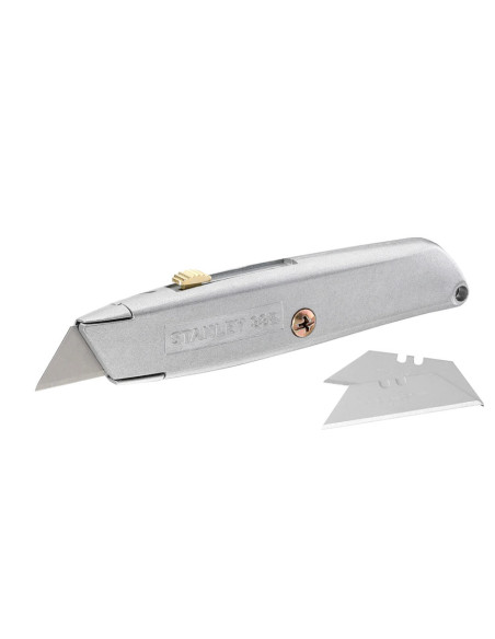 Stanley 2-10-099, Cutter metalic 99E cu lama retractabila, 160mm + 3 lame trapezoidale 62mm