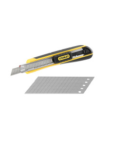 Stanley 0-10-475, Cutter Fatmax bimaterial cu blocare prin glisare, + 6 lame segmentate 9mm