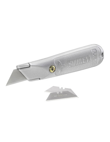 Stanley 2-10-199, Cutter metalic 199E cu lama fixa, blister, 140mm + 3 lame trapezoidale 62mm