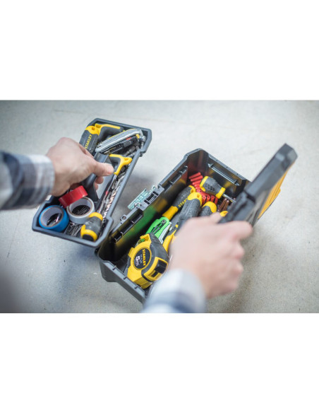 Stanley STST1-75515, essential, cutie pentru scule cu doua organizatoare pe capac si tava detasabila, inchizatoare metalica, 7.6
