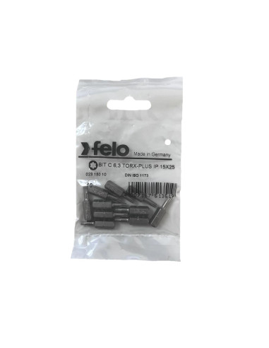 Set 10 biti Felo, seria Industrial profil Torx Plus, C6.3, IP15, 25mm