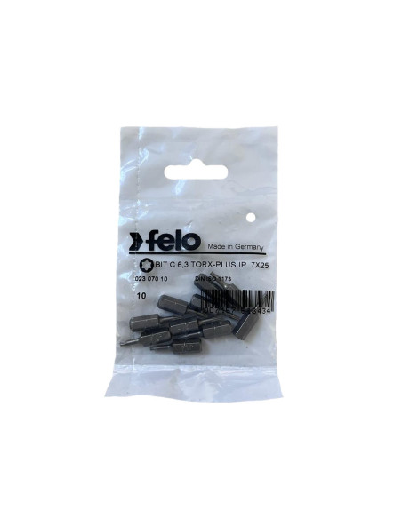 Set 10 biti Felo, seria Industrial profil Torx Plus, C6.3, IP7, 25mm