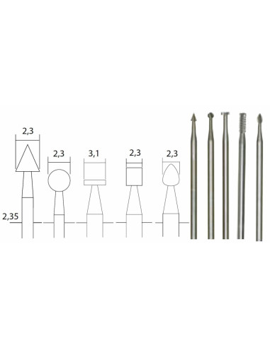 Set 5 freze din aliaj de otel-wolfram-vanadiu, Proxxon 28710