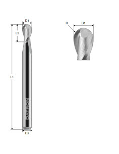 Freza cu varf rotund, Datron 0068403, 2 caneluri, 3.0x6.0mm 2