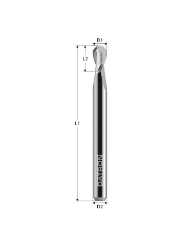 Freza cu varf rotund, Datron 0068408, doua caneluri, 8.0x12.0x8.0mm