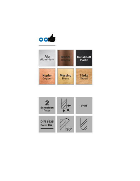 Freza cu 2 caneluri, Datron 00684007, 0.7x2.1x3.0mm