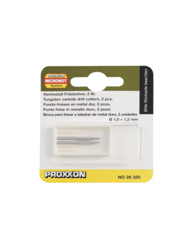 Set burghie din Tungsten-Carbid, Proxxon 28320, 1.0 si 1.2mm