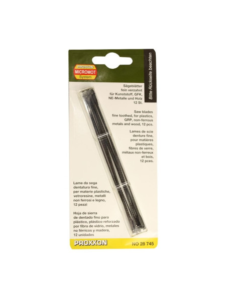 Panze cu pin pentru traforaje, 25 TPI, 12 buc, Proxxon 28745