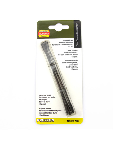 Panze cu pin pentru traforaje, 18 TPI, 12 buc, Proxxon 28743