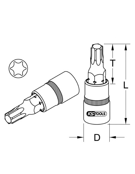 Cheie TORX TX20, lungime 37 mm, prindere 1/4"