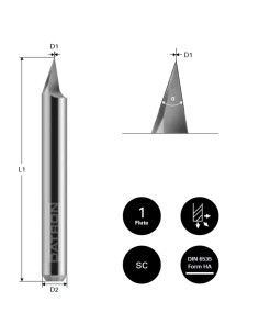 Freza pentru gravura, Datron 0068276, 60 grade, 0.10x4.0mm 2