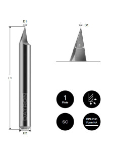 Freza pentru gravura otel, Datron 0068514A, 90 grade. 0.2x6.0mm 2