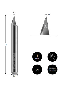 Freza pentru gravura, Datron 0068284B, 20 grade, 0.05x6.0mm 2