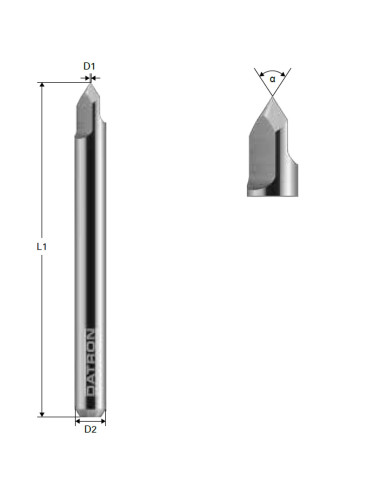 Freza echilibrata pentru gravura, Datron 0068282G, 30 grade, 0.10x6.0mm