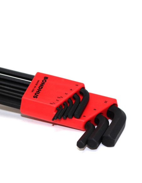 Bondhus 10999, Set 9 chei L HEX BLX9M, lungi, cap cu bila, ProGuard finish HEX 1.5-10mm