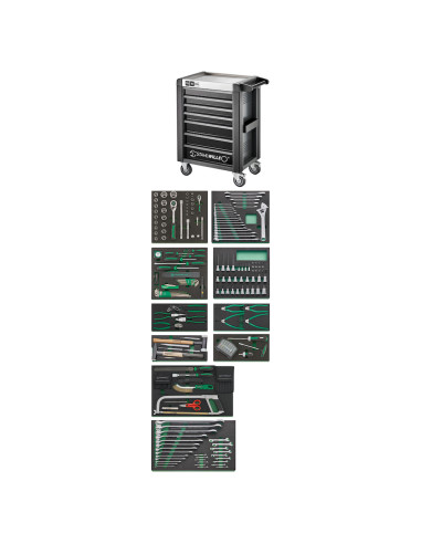 Stahlwille 98830193, Carucior pentru atelier 95/250QR, 7 sertare cu glisiere, inchidere centralizata, 250 unelte, capacitate 750