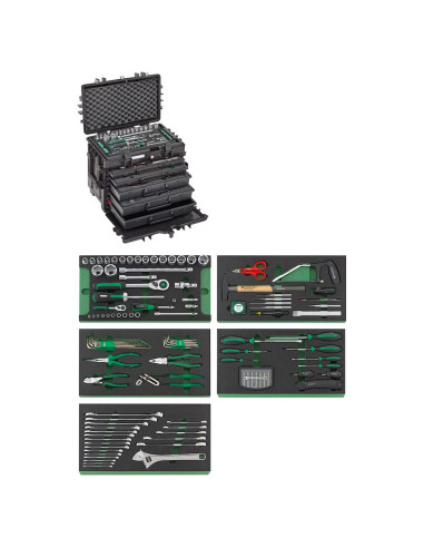 Stahlwille 98814924, Troler pentru unelte WT/TS, 5 sertare detasabile, insertii TCS, complet cu 160 unelte