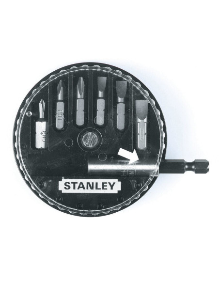 Stanley 1-68-635, Set 6 biti, 25 mm, 1/4", SL si PH, include adaptor magnetic pentru biti