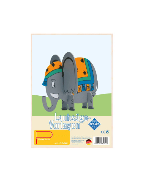 Pebaro 347S, Sablon din lemn, elefant, pentru traforaj, dimensiunea A4