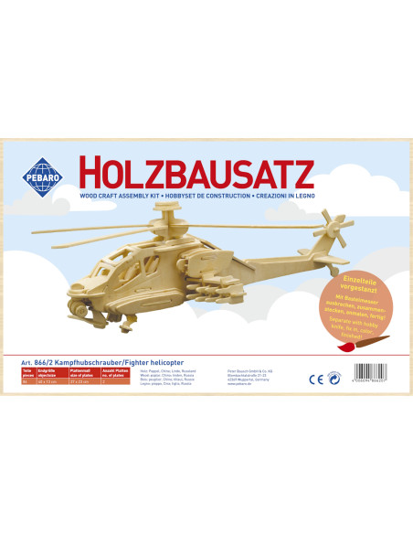 Pebaro 866/2, Kit constructie din lemn, elicopter de lupta, 86 piese