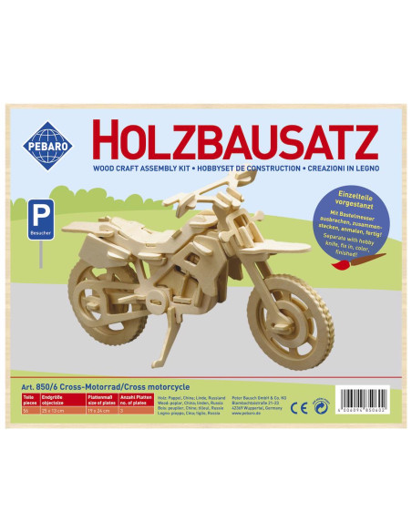 Pebaro 850/6, Kit constructie din lemn, motocicleta Off-Road, 56 piese