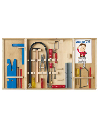Pebaro 407, Set traforaj in cutie de lemn, 18 piese