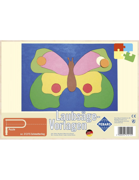 Pebaro 312/1S, Sablon din lemn, fluture, pentru traforaj, dimensiunea A4