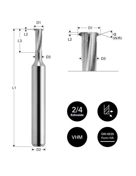 Freza pentru filete M1.2, Datron 00680012E, 0.84x3.0mm