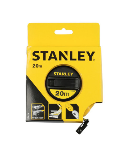 Stanley 0-34-296, ruleta inchisa cu banda de fibra de sticla 20m, tru-zero, vizibilitate ridicata, 20m x 13 mm, blister