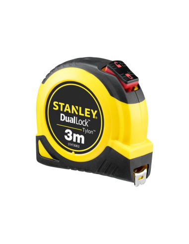 Stanley STHT36802-0, ruleta tylon cu dubla blocare 3m, acoperire Tylon, maner ergonomic, 3m x 13mm, blister