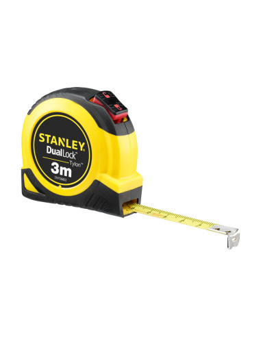 Stanley STHT36802-0, ruleta tylon cu dubla blocare 3m, acoperire Tylon, maner ergonomic, 3m x 13mm, blister