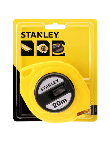 Stanley 0-34-105, ruleta inchisa cu banda de otel 20m, carlig pliabil, lama protejata, manivela pentru mulinare, 20m x 10mm, bli