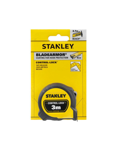 Stanley STHT37230-0, Ruleta 3m CONTROL-LOCK™, BladeArmor®, protectie din cauciuc, carlig muti-prindere, 3m x 19mm