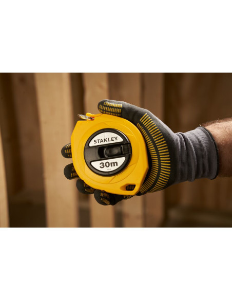 Stanley 0-34-108, ruleta inchisa cu banda de otel 30m, carlig pliabil, lama protejata, manivela pentru mulinare, 30m x 10mm, bli