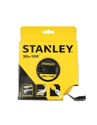 Stanley 0-34-262, ruleta inchisa cu banda de fibra de sticla 30m, tru-zero, vizibilitate ridicata, 30m x 13 mm, blister