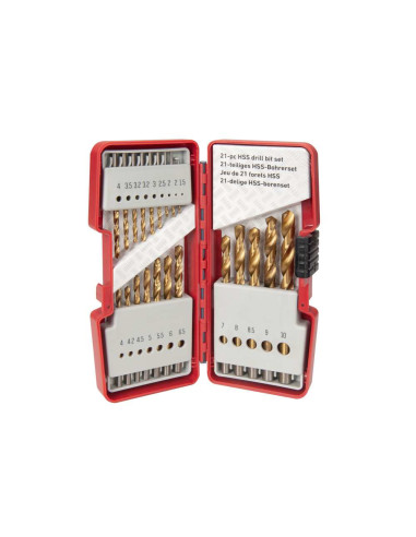 SKIL 2610S00918 set 21 burghie HSS, varf de 135°, pentru gaurire in otel, lemn si plastic