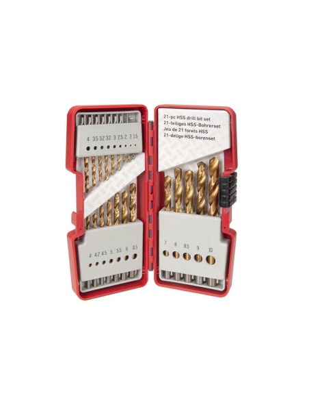 SKIL 2610S00918 set 21 burghie HSS, varf de 135°, pentru gaurire in otel, lemn si plastic