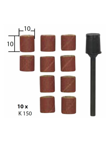Set ax si 10 tamburi din corindon pentru slefuire, 10mm, GR150, Proxxon 28980