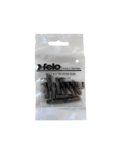 Set 10 biti Felo, seria Industrial profil Tri-Wing, C6.3, marimea 5, 25mm