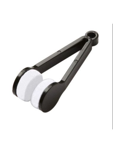 Instrument cu 2 capete din microfibra pentru curatarea si intretinerea lentilelor de ochelari, 7×2 cm, Negru