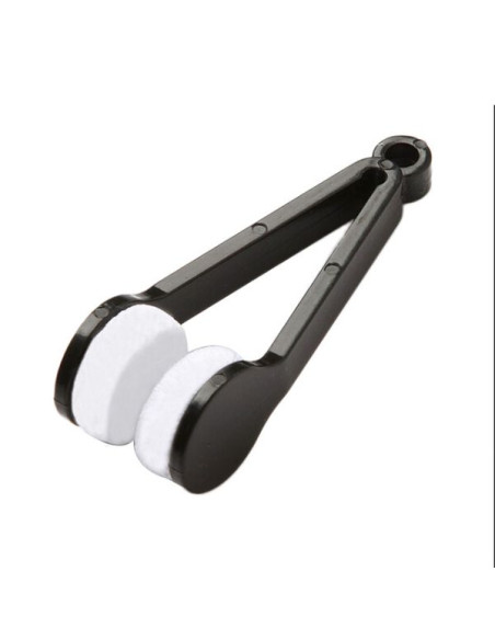 Instrument cu 2 capete din microfibra pentru curatarea si intretinerea lentilelor de ochelari, 7×2 cm, Negru