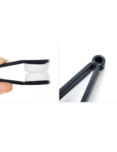 Instrument cu 2 capete din microfibra pentru curatarea si intretinerea lentilelor de ochelari, 7×2 cm, Negru