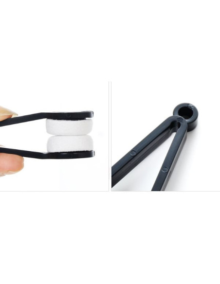 Instrument cu 2 capete din microfibra pentru curatarea si intretinerea lentilelor de ochelari, 7×2 cm, Negru