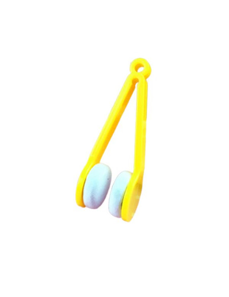 Instrument cu 2 capete din microfibra pentru curatarea si intretinerea lentilelor de ochelari, 7×2 cm, Galben