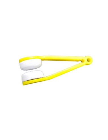 Instrument cu 2 capete din microfibra pentru curatarea si intretinerea lentilelor de ochelari, 7×2 cm, Galben