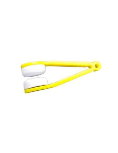 Instrument cu 2 capete din microfibra pentru curatarea si intretinerea lentilelor de ochelari, 7×2 cm, Galben