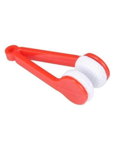 Instrument cu 2 capete din microfibra pentru curatarea si intretinerea lentilelor de ochelari, 7×2 cm, Rosu