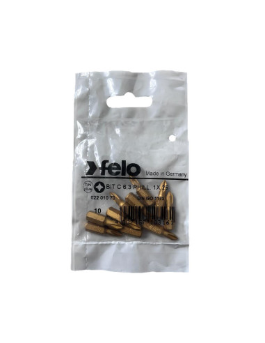 Set 10 biti Felo, seria TiN Plus profil Philips, C6.3, PH1, 25mm