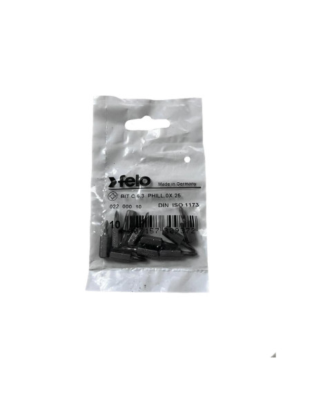 Set 10 biti Felo, seria Industrial profil Philips, C6.3, PH0, 25mm